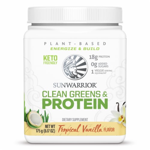 Sunwarrior Tropical Vanilla Clean Greens & Protein Supplement Perspective: front