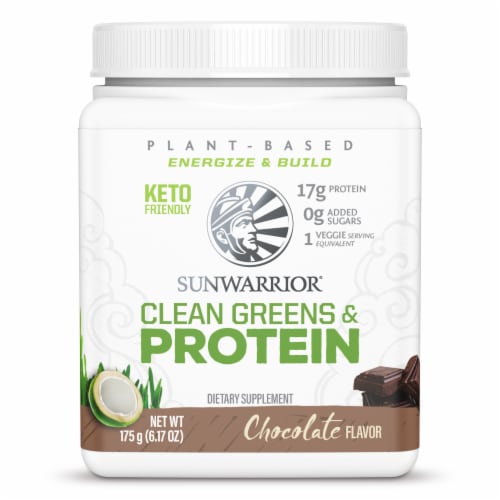 Sunwarrior Chocolate Clean Greens & Protein Supplement Perspective: front