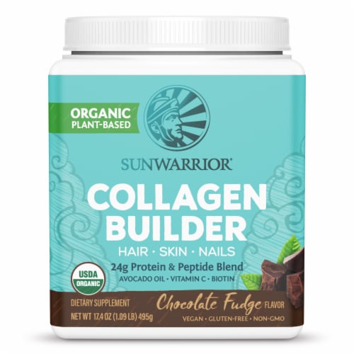 Sunwarrier® Organic Plant Based Chocolate Fudge Flavor Collagen Builder Powder Perspective: front