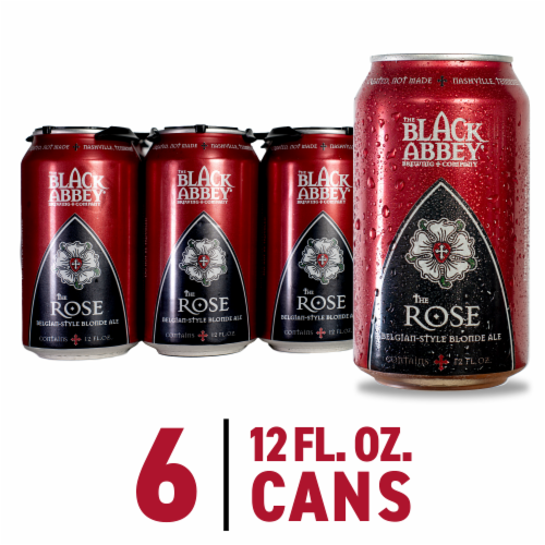 Black Abbey Rose Belgian Blonde Ale Craft Beer Perspective: front