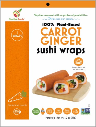 NewGem Foods® Carrot Ginger Sushi Wraps Perspective: front