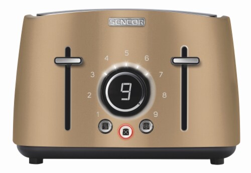 Sencor 4-Slot Toaster with Digital Button and Rack - Champagne Perspective: front
