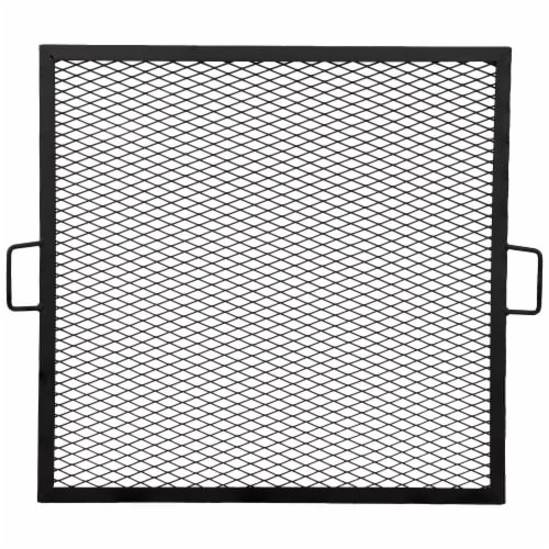 Sunnydaze 40 in Square Steel X Marks Fire Pit Cooking Grill with Handles 1 Foods Co