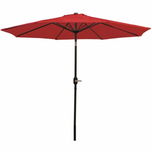 Sunnydaze 9 ft Aluminum Patio Umbrella with Tilt and Crank - Red Perspective: front