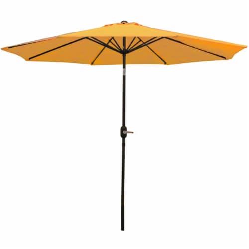 Sunnydaze 9 ft Aluminum Patio Umbrella with Tilt and Crank - Gold Perspective: front