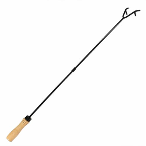 Sunnydaze 32 in Steel Outdoor Fire Pit Poker with Hook and Wooden