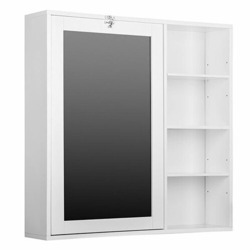 Fold-Out Wall Mount Desk with Storage Cabinet and Shelves, White