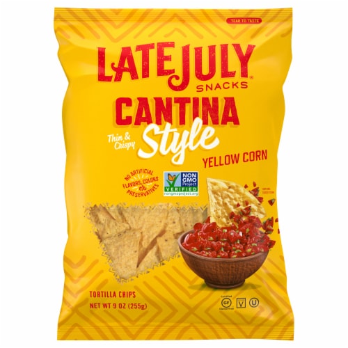 Late July Thin & Crispy Cantina Style Yellow Corn Tortilla Chips Perspective: front