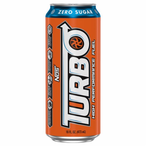 NOS® Zero Sugar Turbo High Performance Fuel Energy Drink Can Perspective: front