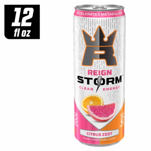 Reign® Storm Citrus Zest Energy Drink Can Perspective: front