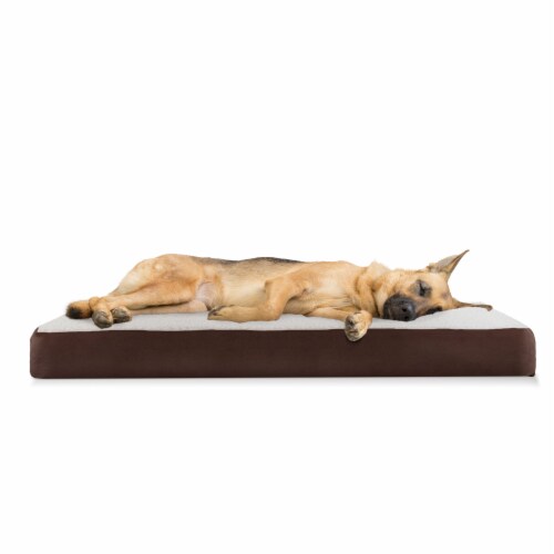 FurHaven Faux Sheepskin & Suede Deluxe Memory Foam Pet Bed|Jumbo, Espresso Perspective: front