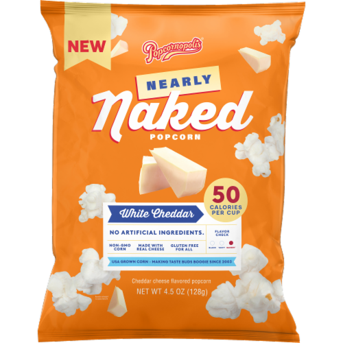 Popcornopolis® Nearly Naked White Cheddar Popcorn Perspective: front