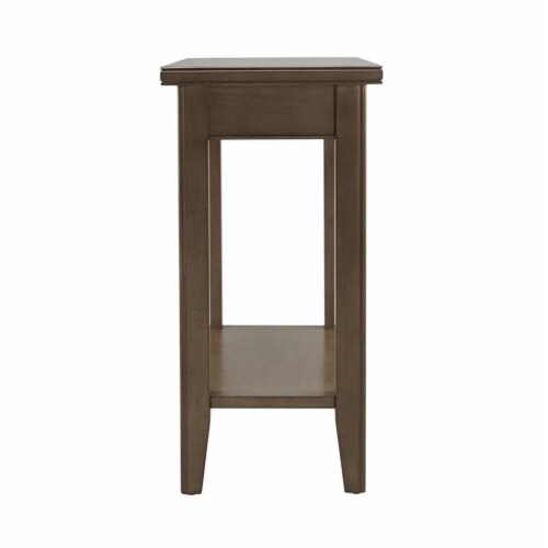 Leick Home 10505-GR Laurent Narrow Wood End Table with Shelf in Smoke Gray Perspective: front