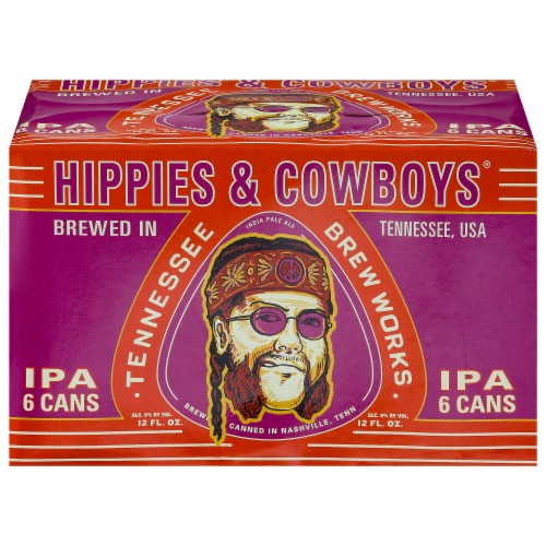 Tennessee Brew Works Hippies & Cowboys® IPA Craft Beer Cans Perspective: front