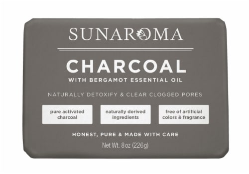 Sunaroma Charcoal with Bergamot Essential Oil Bar Soap Perspective: front