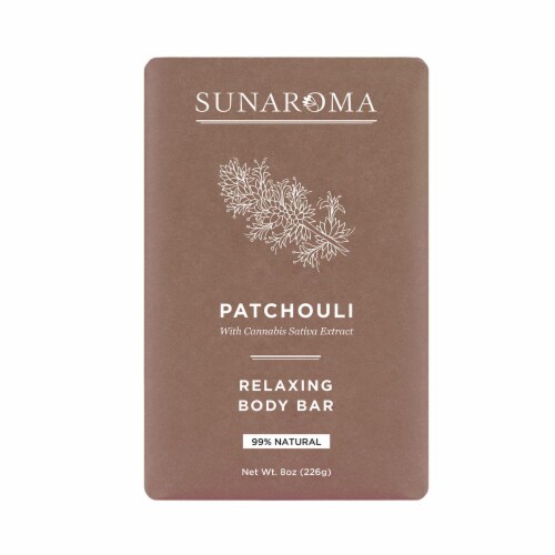 Sunaroma Patchouli Oil with Kakadu Plum and Lavender Oil Bar Soap Perspective: front