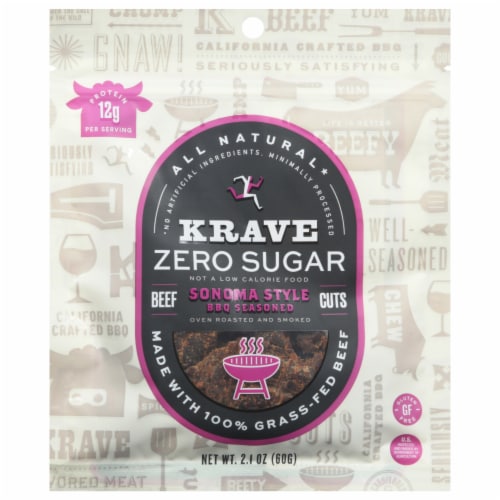 Krave Zero Sugar Sonoma Style BBQ Beef Jerky Perspective: front