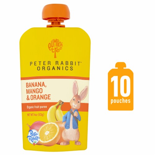 Peter Rabbit Organics Banana Mango & Orange Puree Baby Food Pouch Perspective: front