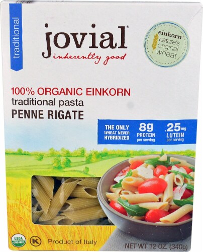 Jovial Organic Einkorn Traditional Pasta Penne Rigate Perspective: front