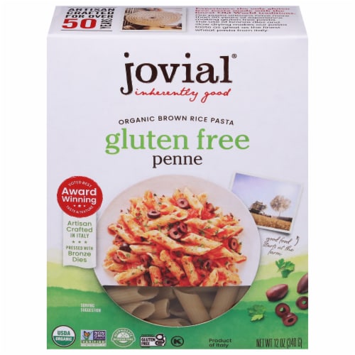 Jovial Organic Gluten Free Brown Rice Penne Pasta Perspective: front