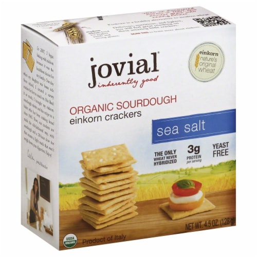 Jovial Organic Sea Salt Sourdough Einkorn Crackers Perspective: front