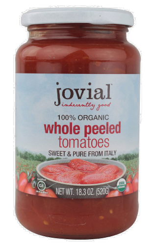 Jovial Organic Tomatoes Whole Peeled Perspective: front