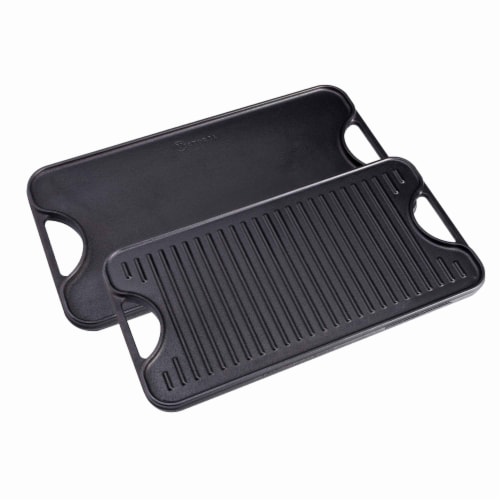 Victoria Cast Iron Rectangular Reversible Griddle Perspective: front