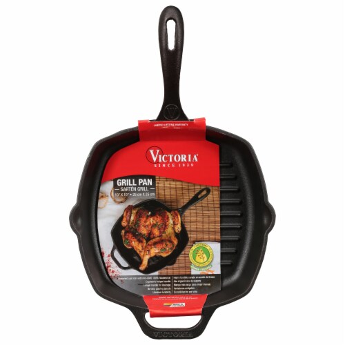 Victoria Cast Iron Square Grill Pan Perspective: front