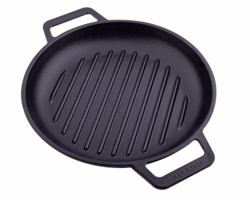 Victoria Double Loop Handles Cast Iron Grill Skillet Perspective: front