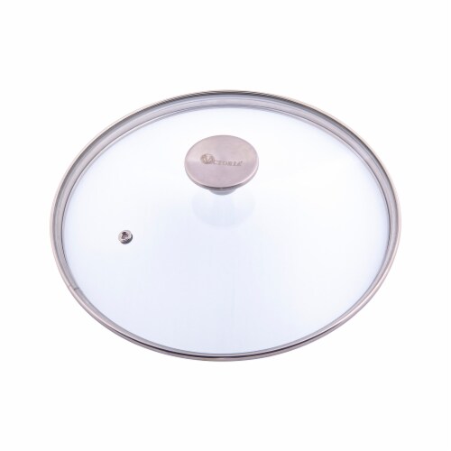 Victoria Stainless Steel Knob Glass Lid Perspective: front