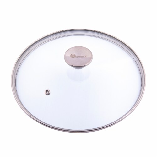 Victoria Stainless Steel Knob Glass Lid Perspective: front