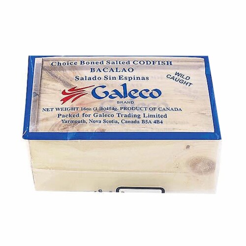 Boneless Salted Packaged Wild Caught Cod Perspective: front