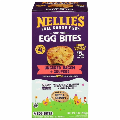 Nellie's® Gluten-Free Bacon + Pepper Jack Sous Vide Egg Bites Perspective: front