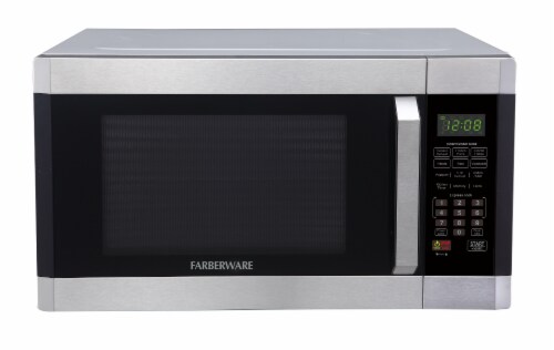 Faberware® Stainless Steel/Platinum 1100 Watt Microwave Oven With Smart Sensor Perspective: front