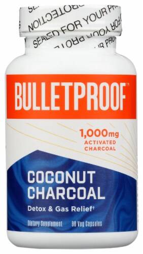 Bulletproof Coconut Charcoal Gas Relief Capsules 500mg Perspective: front