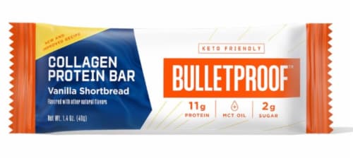 Bulletproof Vanilla Shortbread Collagen Protein Bars Perspective: front