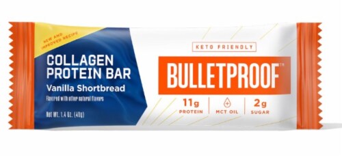 Bulletproof Vanilla Shortbread Collagen Protein Bars Perspective: front