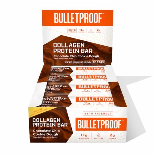Bulletproof™ Keto Chocolate Chip Cookie Dough Collagen Protein Bars Perspective: front