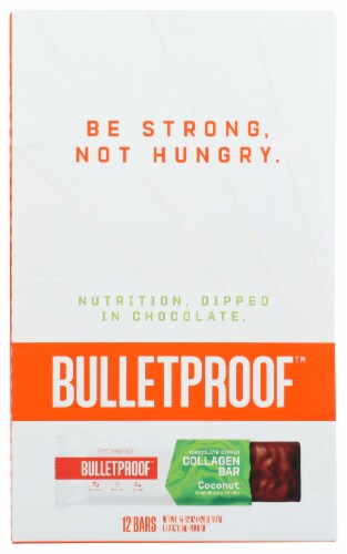 Bulletproof Coconut Cream Chocolate Dipped Collagen Bar Perspective: front