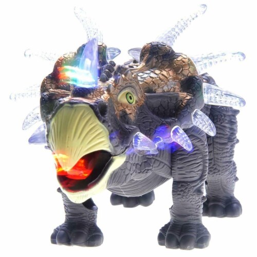 Walking Triceratops Dinosaur With Lights Load Roaring Sounds Gray Kids Fun NEW 1 unit Baker s