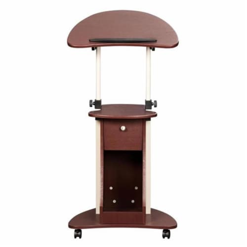 Techni Mobili Deluxe Height Adjustable Laptop Cart in Chocolate Perspective: front