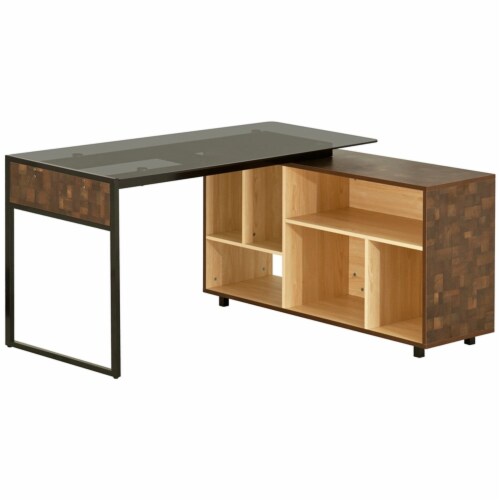 Techni mobili shaped glass sales computer desk