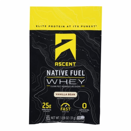 Ascent Vanilla Bean Single Serving Packet Protein Powder Mix Perspective: front