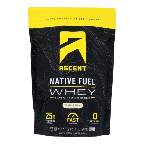 Ascent Native Fuel Vanilla Bean Whey Protein Powder Perspective: front