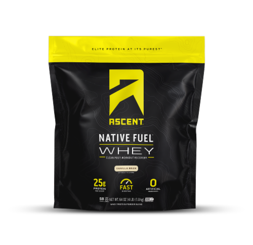 Ascent Native Fuel Vanilla Bean Whey Protein Powder Perspective: front