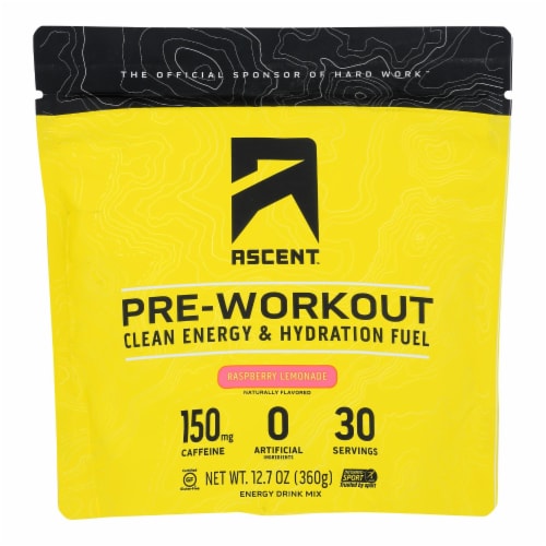 Ascent Raspberry Lemonade Pre-Workout Energy Drink Mix Perspective: front