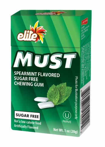 Elite Must Spearmint Sugar Free Chewing Gum Perspective: front