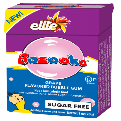 Elite Bazooka Grape Flavored Bubble Gum Perspective: front