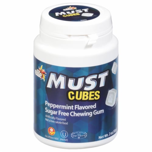Elite Must Cubes Sugar Free Peppermint Chewing Gum Perspective: front