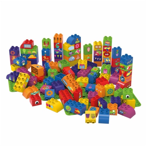 100 pcs BiOBUDDi Educational Blocks with 3 Baseplates Perspective: front